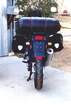 Large Drybag and waterproof saddlebags on Moto Guzzi Quota